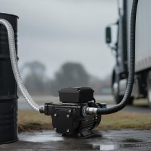 VEVOR Pompa Elettrica di Trasferimento Carburante, 60 L/min, Altezza di Sollevamento Max. 13,7 m, con Ugello Carburante Automatico e 2 Tubi Flessibili, per Veicoli, Cantieri Edili