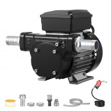 VEVOR Pompa Elettrica di Trasferimento Carburante, 60 L/min, Altezza di Sollevamento Max. 13,7 m, con Ugello Carburante Automatico e 2 Tubi Flessibili, per Veicoli, Cantieri Edili