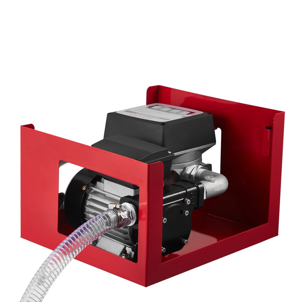 VEVOR Pompa Elettrica di Trasferimento Carburante, 60 L/min, Altezza di Sollevamento Max. 13,7 m, con Misuratore, Ugello Carburante Automatico e 2 Tubi Flessibili, per Veicoli, Cantieri Edili