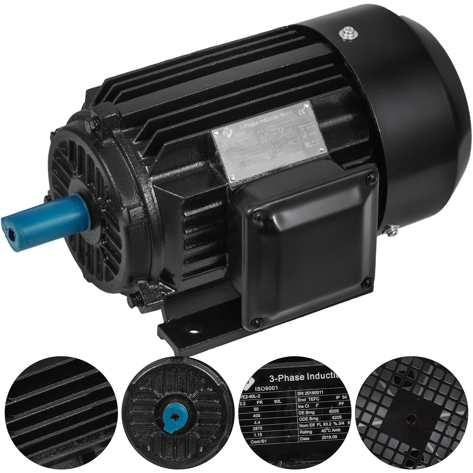 Motore Elettrico 1.5kw Trifase 400v 2830 Giri / Min B3 Robusto E Durevole