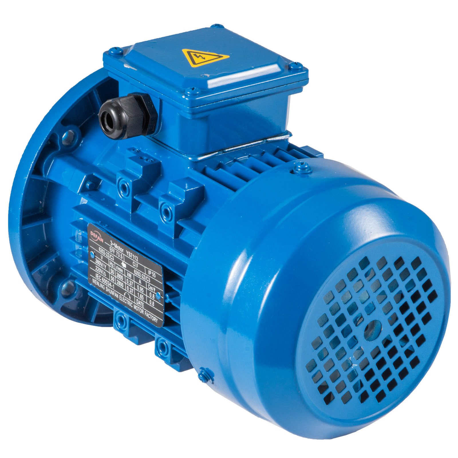 Rigid Base Motor 3 Phase B5 Mounting 3000rpm 380v Voltage 2 Pole Power 0.75kw