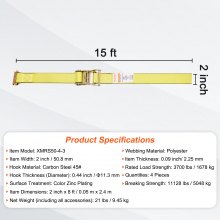 VEVOR Confezione da 8 cinghie di ancoraggio a cricchetto 2,36 T 0,05 x 4,6 m per carichi pesanti