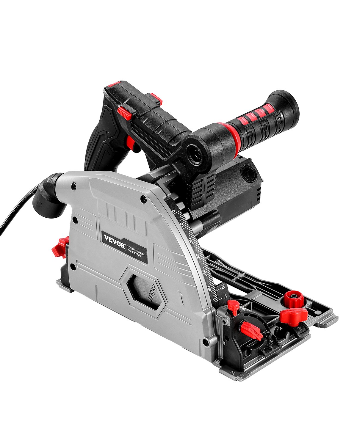 VEVOR Troncatrice Circolare 16,51 cm Kit Troncatrice Circolare a Tuffo, con Lama in Carburo a 50 Denti, Regolazione dell'Angolo 0 a 45°, Profondità di Taglio 57 mm per Legno Metallo, Guida Non Inclusa