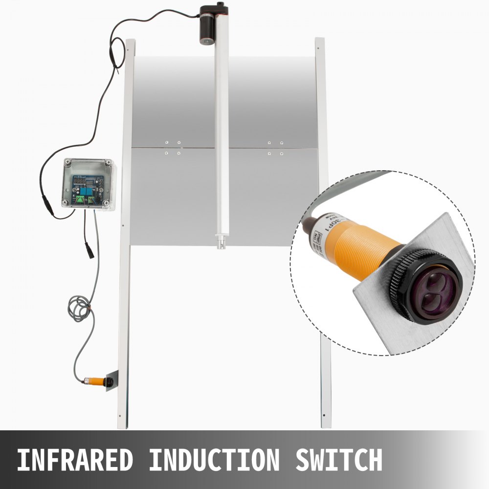 VEVOR Porta Automatica Pollaio Apriporta Automatico per Pollaio da 12V 52x96CM per Porta Controllore del Tempo in Alba o Tramonto Gabbia per Polli con Interruttore