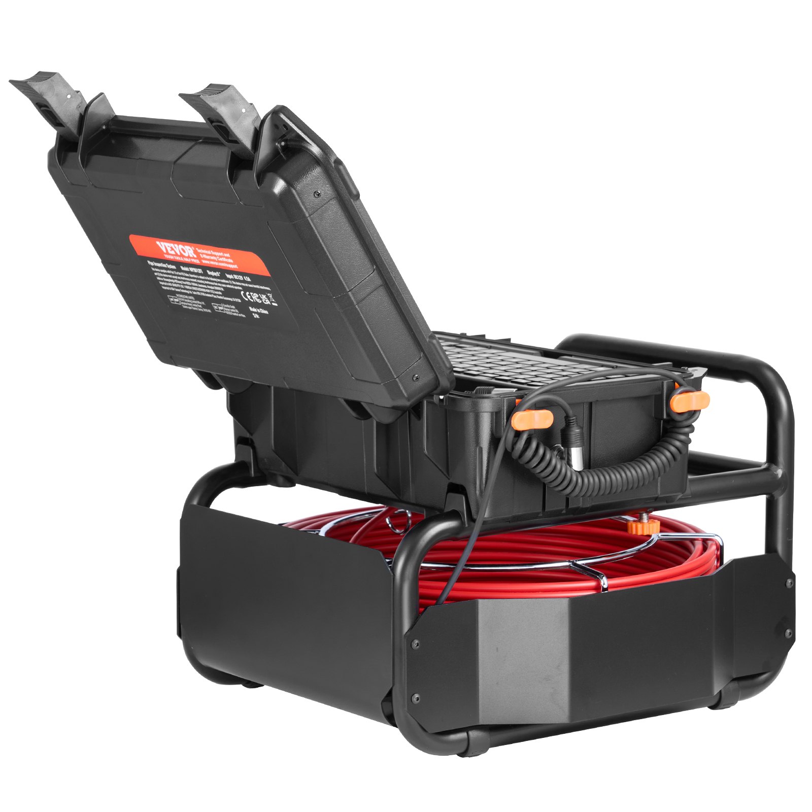 VEVOR Telecamera per Fognatura 30 m Telecamera per Scarichi Autolivellante con Trasmettitore 512 Hz Contatore di Distanza, Schermo da 228,6 mm Telecamera Idraulica HD 1080P a Serpente con Luce-12 LED