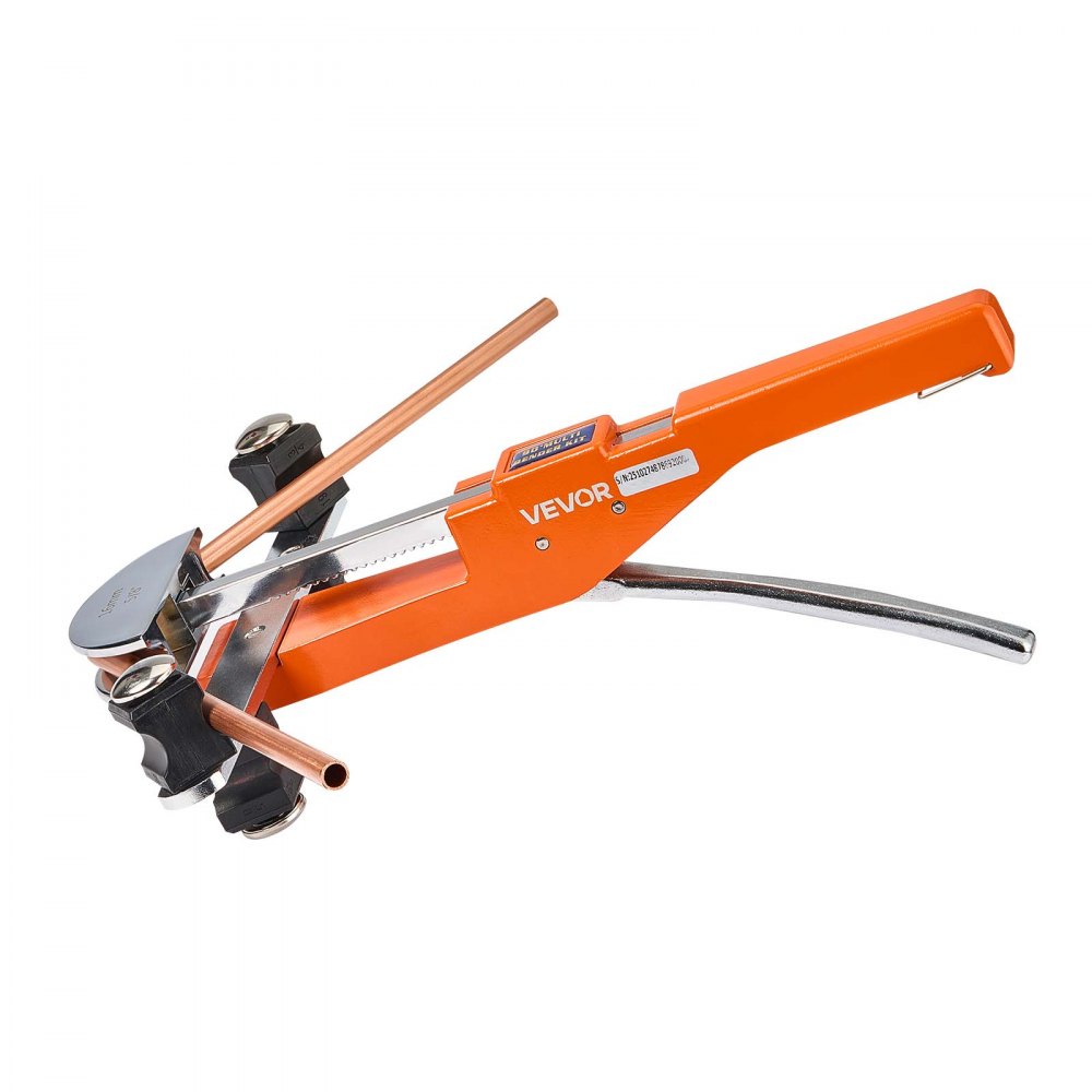 VEVOR Kit Piegatubi Pinza Piegatrice Manuale per Tubi in Rame Alluminio 6mm-22mm, Utensile per Piegatura a Cricchetto Manuale Spessore Compatibile 0,5-1,2 mm 7 Matrici per Manutenzione Impianti HVAC