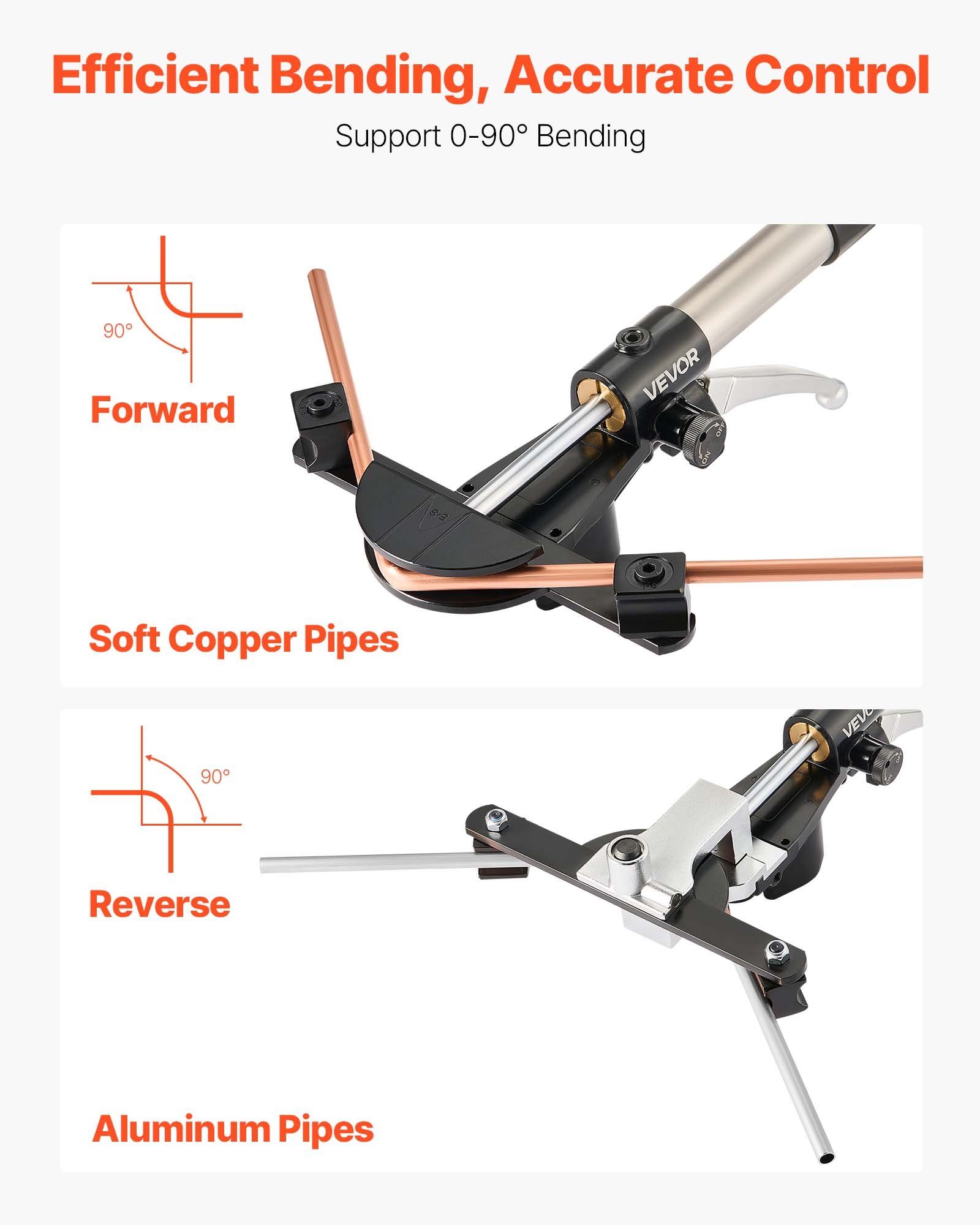 VEVOR Kit Piegatubi Idraulico Pinza Piegatrice Idraulica Tubi Compatibili 6-22 mm Bidirezionale con 7 Matrici, Utensile per Piegatura di Tubi in Rame Alluminio Angolo max. 90°, per Riparazioni HVAC