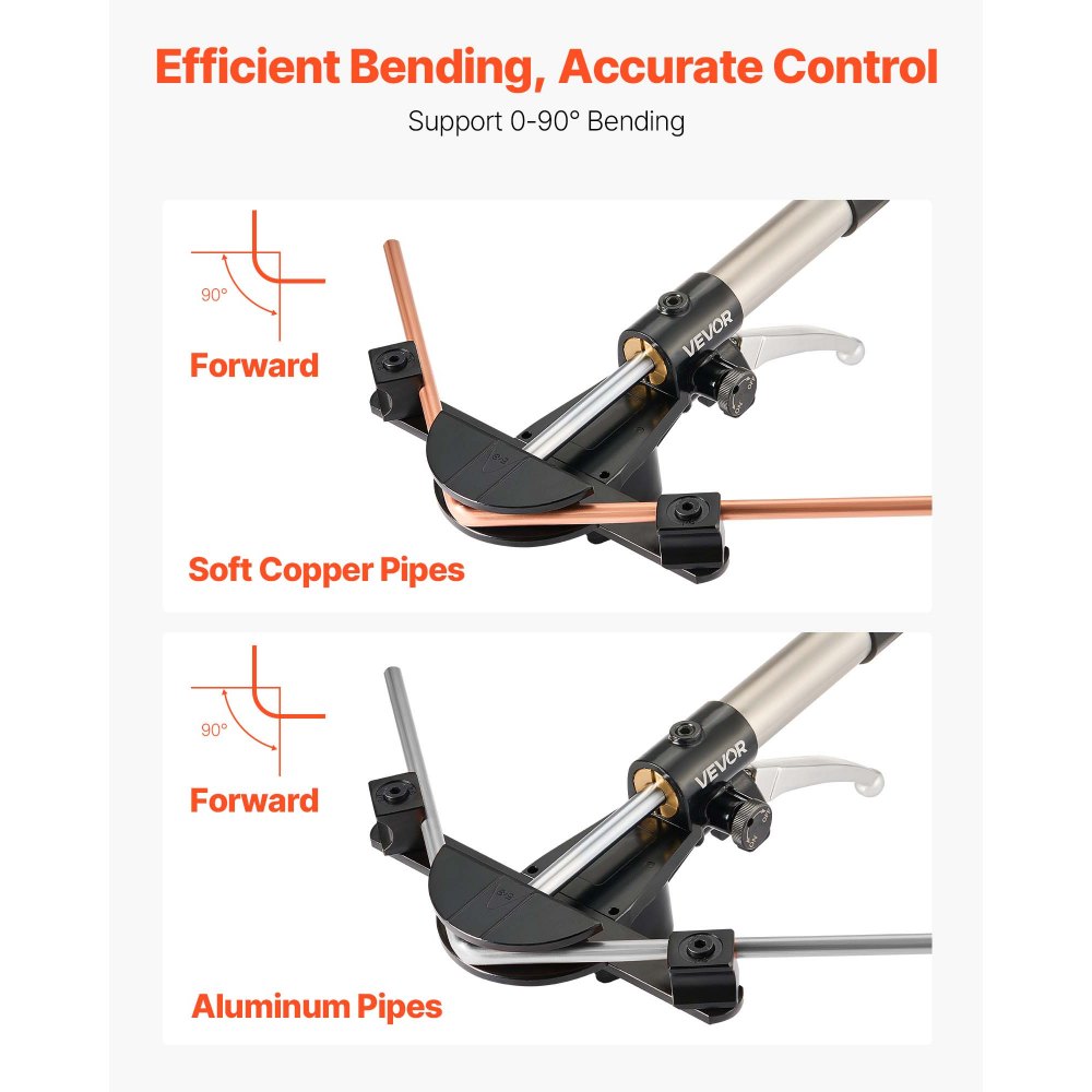 VEVOR Kit Piegatubi Idraulico 6-22mm Pinza Piegatrice Idraulica per Tubi in Rame, Set di Utensili per Piegatura HVAC Curvatura a 90° con 7 Matrici in Lega di Alluminio, per Riparazione di Automobili