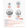 VEVOR Mirror Disco Ball 100/150/200/300 mm 8-Pack Ball with Hanging Ring, for Party Home Decoration Stage Props DJ Dance Club, 2 Mirror Tile Sizes, Reflect Light, Wedding Music Birthday Decor, Silver