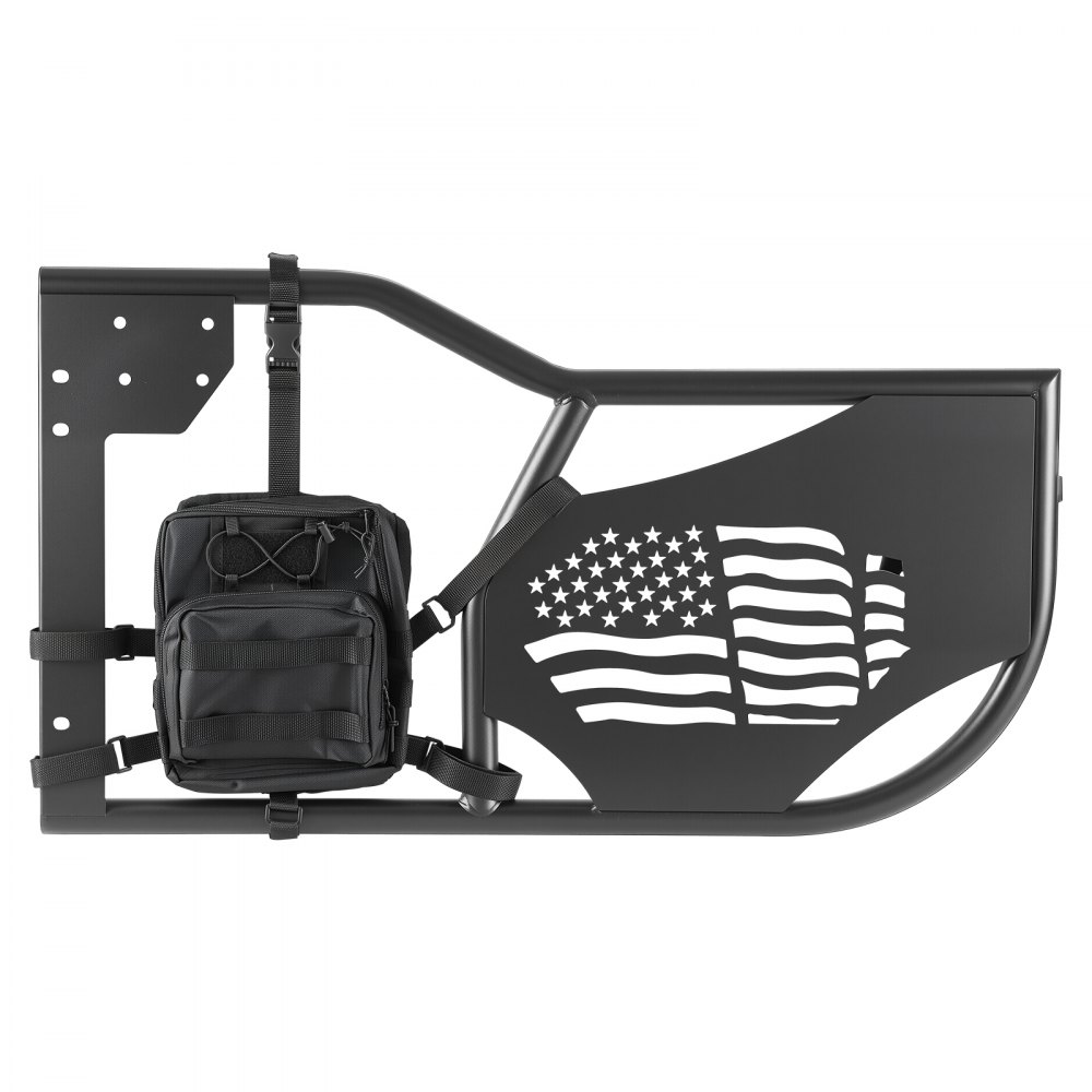 VEVOR Jeep Tube Doors, 4-Door, Fit for 2018-2026 Jeep Wrangler JL & 2020-2026 Gladiator JT, Flag Pattern Off Road Front & Rear Tubular Half Doors with DOT Certified Side View Mirrors and Storage Bag