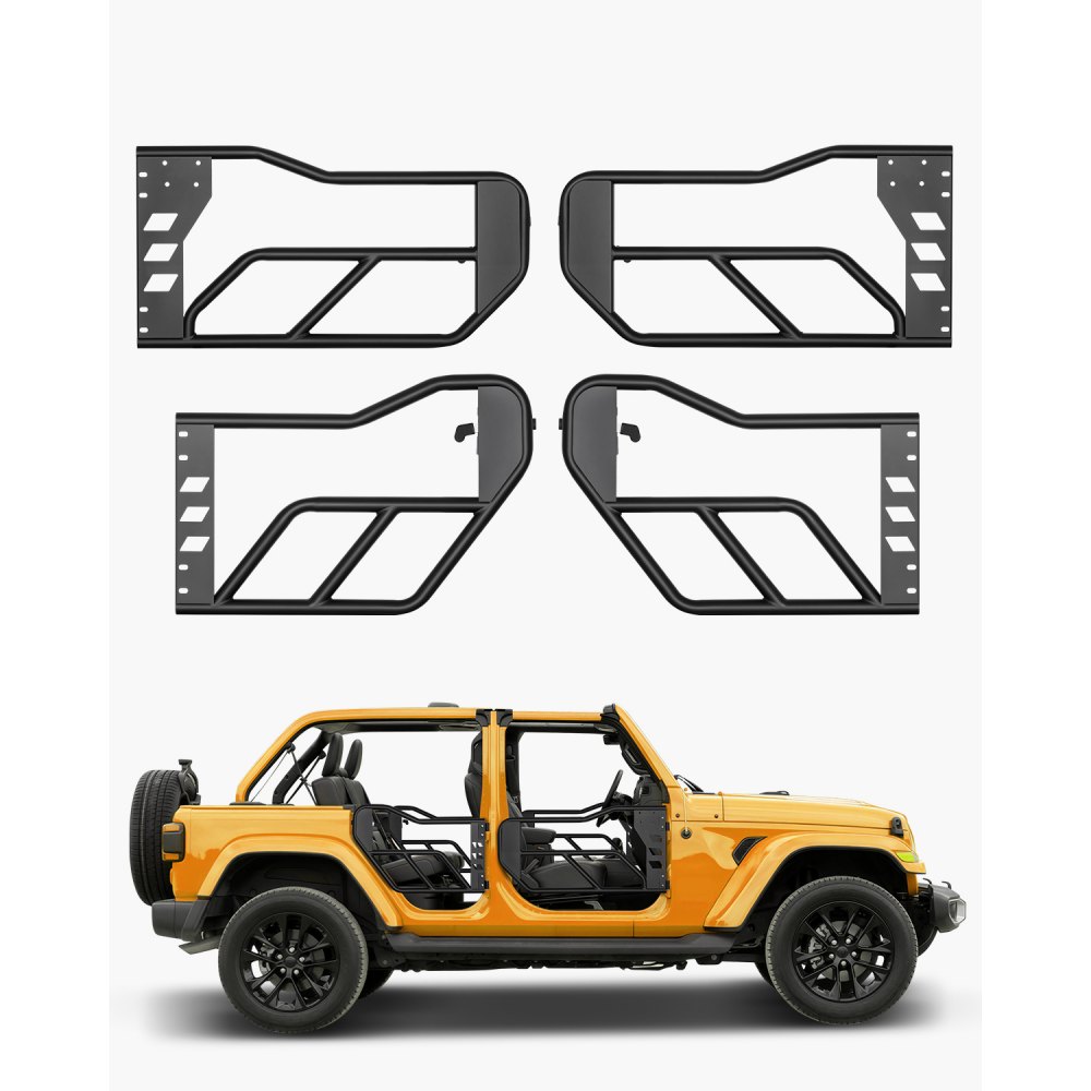 VEVOR Porte Tubolari Jeep, 4 Porte in Stile Avventura, con Cerniere Resistenti Chiusura OE e Cuscinetti in Gomma Tubo in Acciaio Temprato, Porte per Jeep Wrangler JK 2007-2018 27,5 kg
