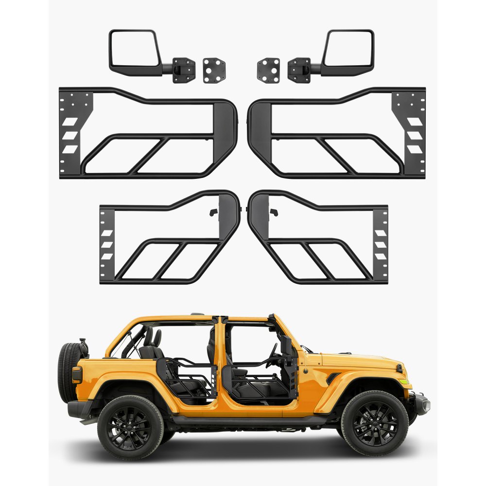 VEVOR Porte Tubolari Jeep, 4 Porte, Stile Adventure DOT, Porte Dotate di Specchietti Laterali con Specchietti Retrovisori, Porte per Jeep Wrangler JL 2018-2024 e Jeep Gladiator JT 2020-2024