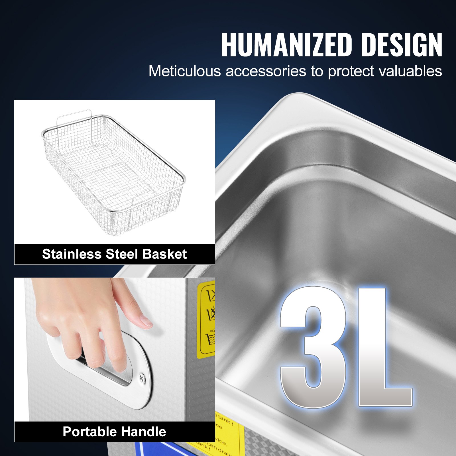 Pulitore ad ultrasuoni 3L Macchina di pulizia ad ultrasuoni in acciaio inossidabile Timer di riscaldamento digitale Pulizia gioielli per uso domestico personale commerciale