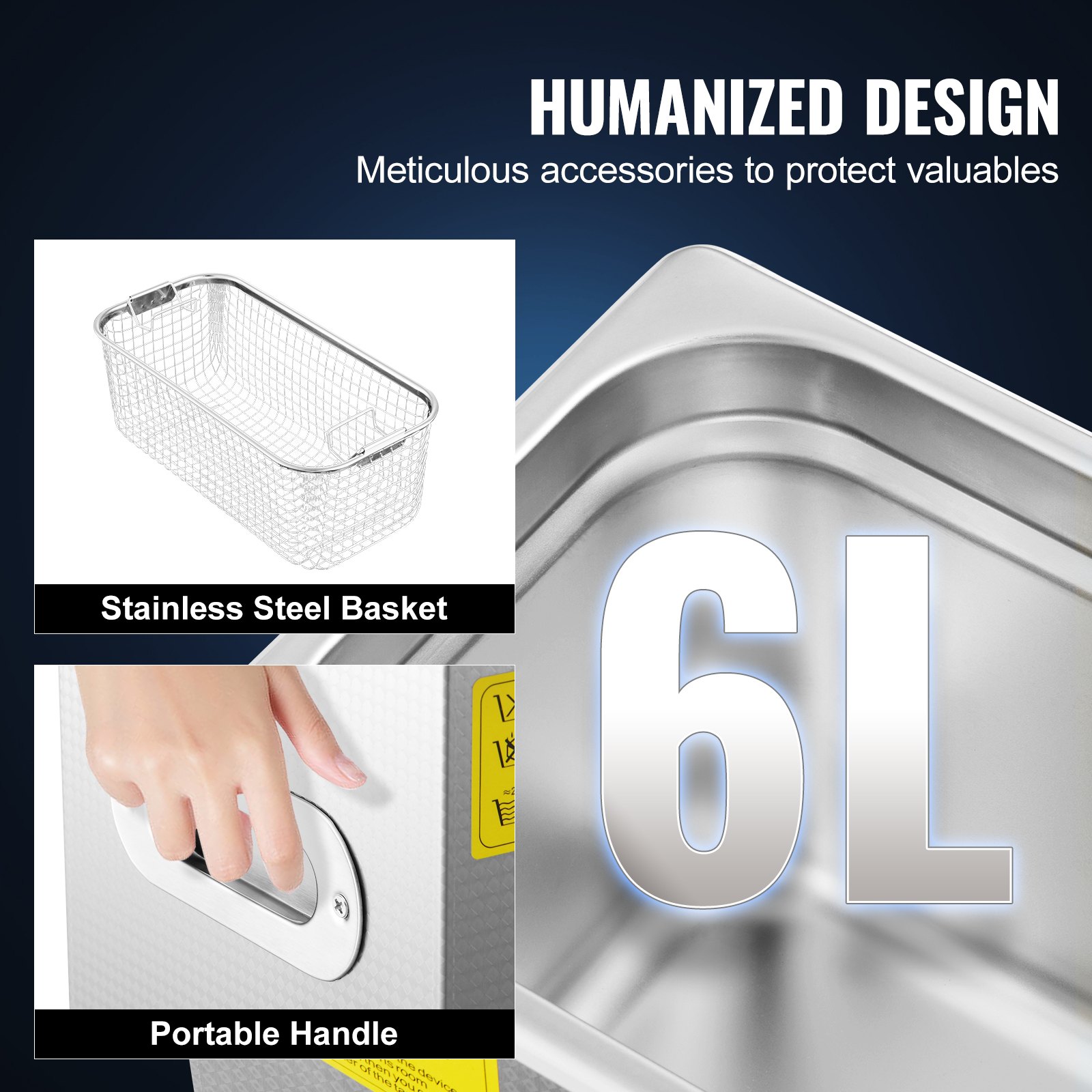 Ultrasonic Cleaner 6L Ultrasonic Cleaner Stainless Steel Ultrasonic Cleaning Device with Digital Display for Jewelry, Glasses and Teeth