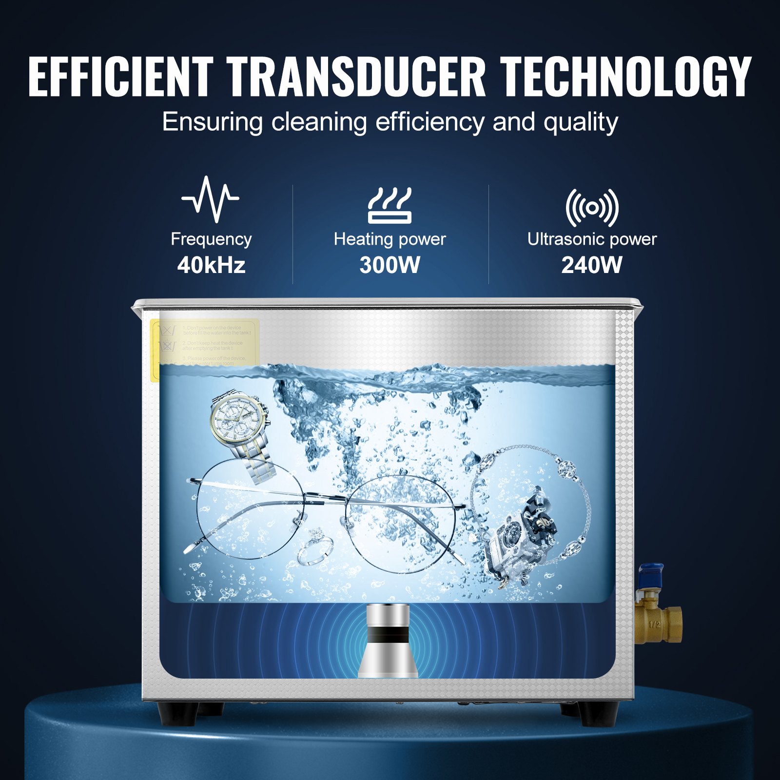 VEVOR Professional Ultrasonic Cleaner, 10 L Ultrasonic Jewelry Cleaner with Digital Timer and Heater, Stainless Steel Industrial Sonic Cleaner 40 kHz for Glasses, Watches, Rings, Small Parts