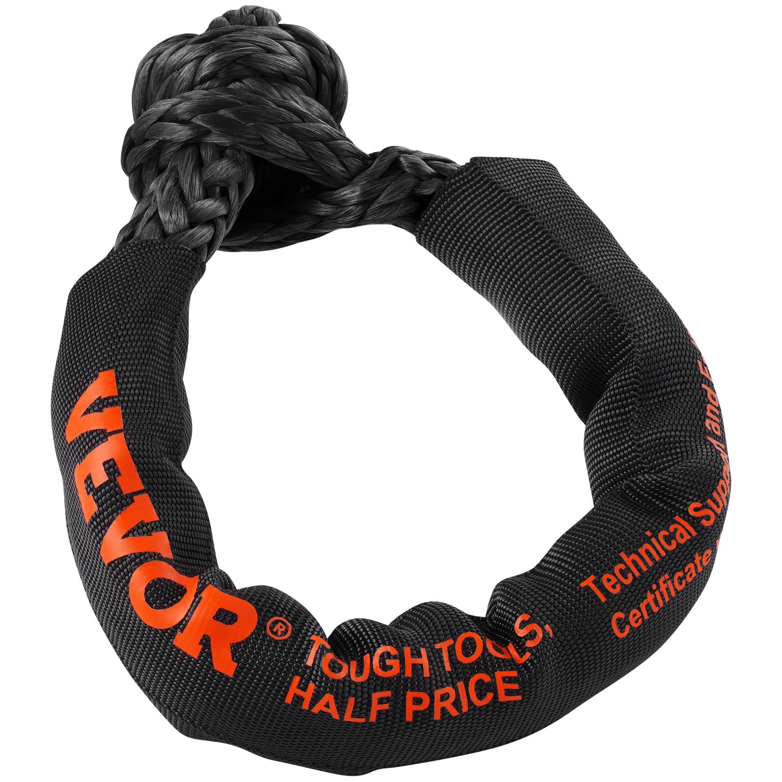 VEVOR Grillo Sintetico Morbido 12,7 x 558,8 mm Grillo da Traino per Recupero Resistenza alla Rottura 20 T con 2 Maniche Extra, Borsa di Stoccaggio per UTV, ATV, Camion, Jeep, Nero (Confezione da 2)