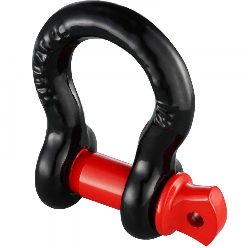 VEVOR Grillo Anello a D 12,7 mm, 4 Pezzi Grilli in Acciaio Legato 8T Resistenza alla Rottura con Perno a Vite da 15,8 mm, Isolatori Rondelle, Grillo per Recupero Veicoli Fuoristrada per Jeep, Nero