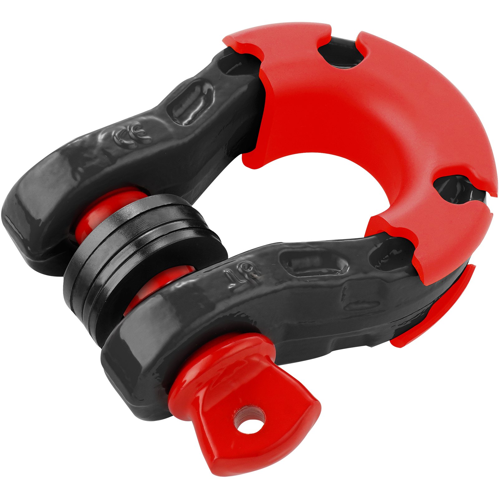 VEVOR Grillo Anello a D 19 mm, 2 Pezzi Grilli in Acciaio Legato 30T Resistenza alla Rottura con Perno a Vite da 22 mm, Isolatori Rondelle, Grillo per Recupero Veicoli Fuoristrada per Jeep, Nero