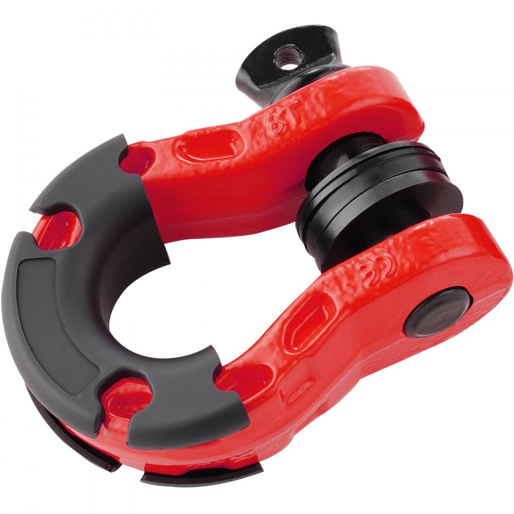 VEVOR Grillo Anello a D 19 mm, 2 Pezzi Grilli in Acciaio Legato 30T Resistenza alla Rottura con Perno a Vite da 22 mm, Isolatori Rondelle, Grillo per Recupero Veicoli Fuoristrada per Jeep, Rosso