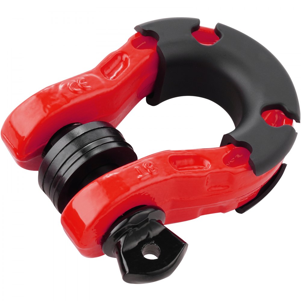 VEVOR Grillo Anello a D 19 mm, 2 Pezzi Grilli in Acciaio Legato 30T Resistenza alla Rottura con Perno a Vite da 22 mm, Isolatori Rondelle, Grillo per Recupero Veicoli Fuoristrada per Jeep, Rosso
