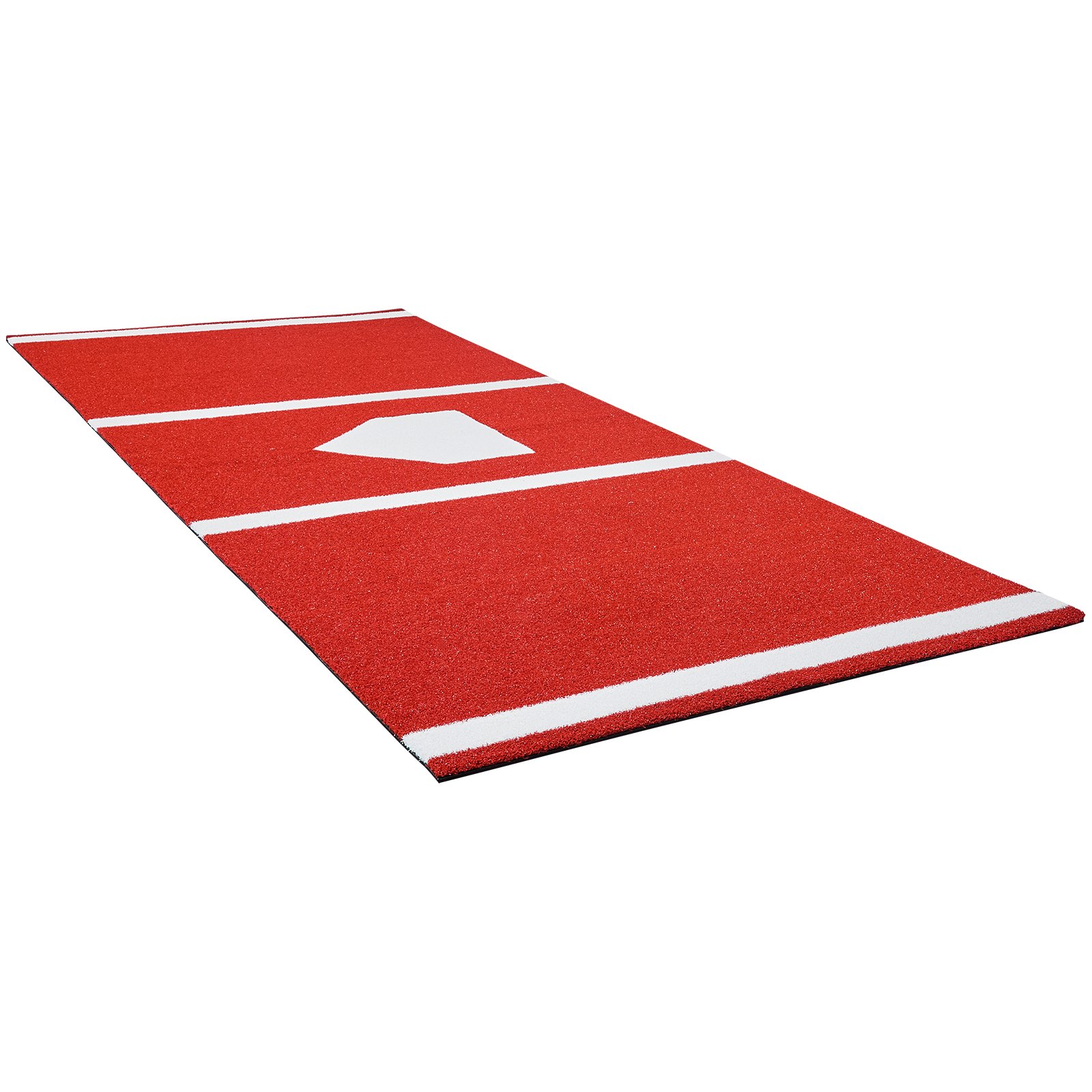 VEVOR Baseball Hitting Mat, 300x116cm Batting Cage Mat, Batters Box Turf Mats, Softball Batting Practice Equipment with Home Plate and Anti Fade Turf, Portable Training Aid for Indoor Outdoor, Red