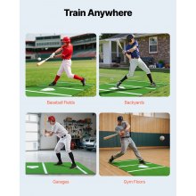 VEVOR Tappetino da Baseball, 366x183 cm, Tappetini in Erba Sintetica per Box di Battuta, Attrezzatura per Allenamento di Battuta Softball con Base di Casa ed Erba Sintetica Anti-Scolorimento, Verde