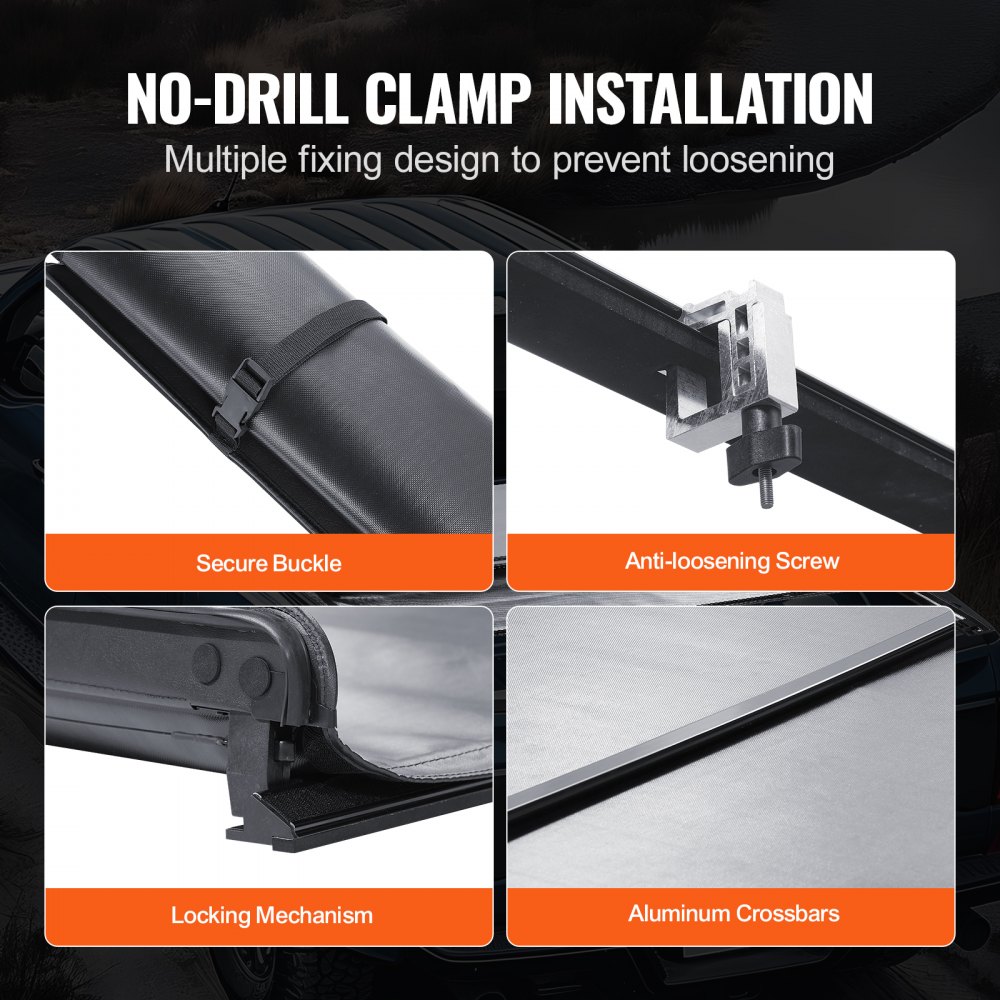 VEVOR Copertura per Cassone Retrattile 1704 x 1656 mm Copertura Cassone Avvolgibile per Camion, Letto Ford F-150 Styleside 2009-2024, PVC Morbido, Copertura per Cassone Avvolgibile per Accesso a Letto