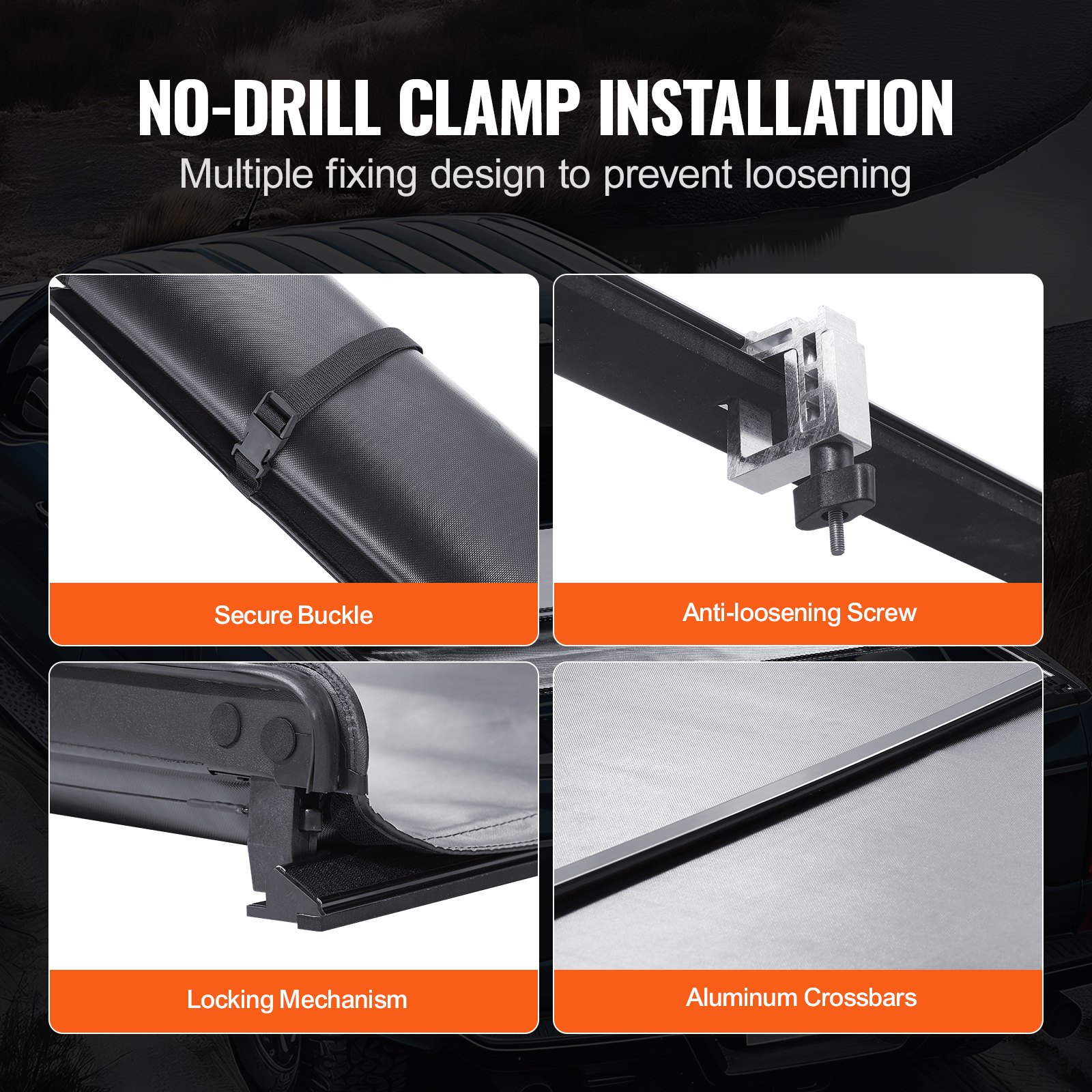 VEVOR Copertura per Cassone Retrattile 1704 x 1656 mm Copertura Cassone Avvolgibile per Camion, Letto Ford F-150 Styleside 2009-2024, PVC Morbido, Copertura per Cassone Avvolgibile per Accesso a Letto