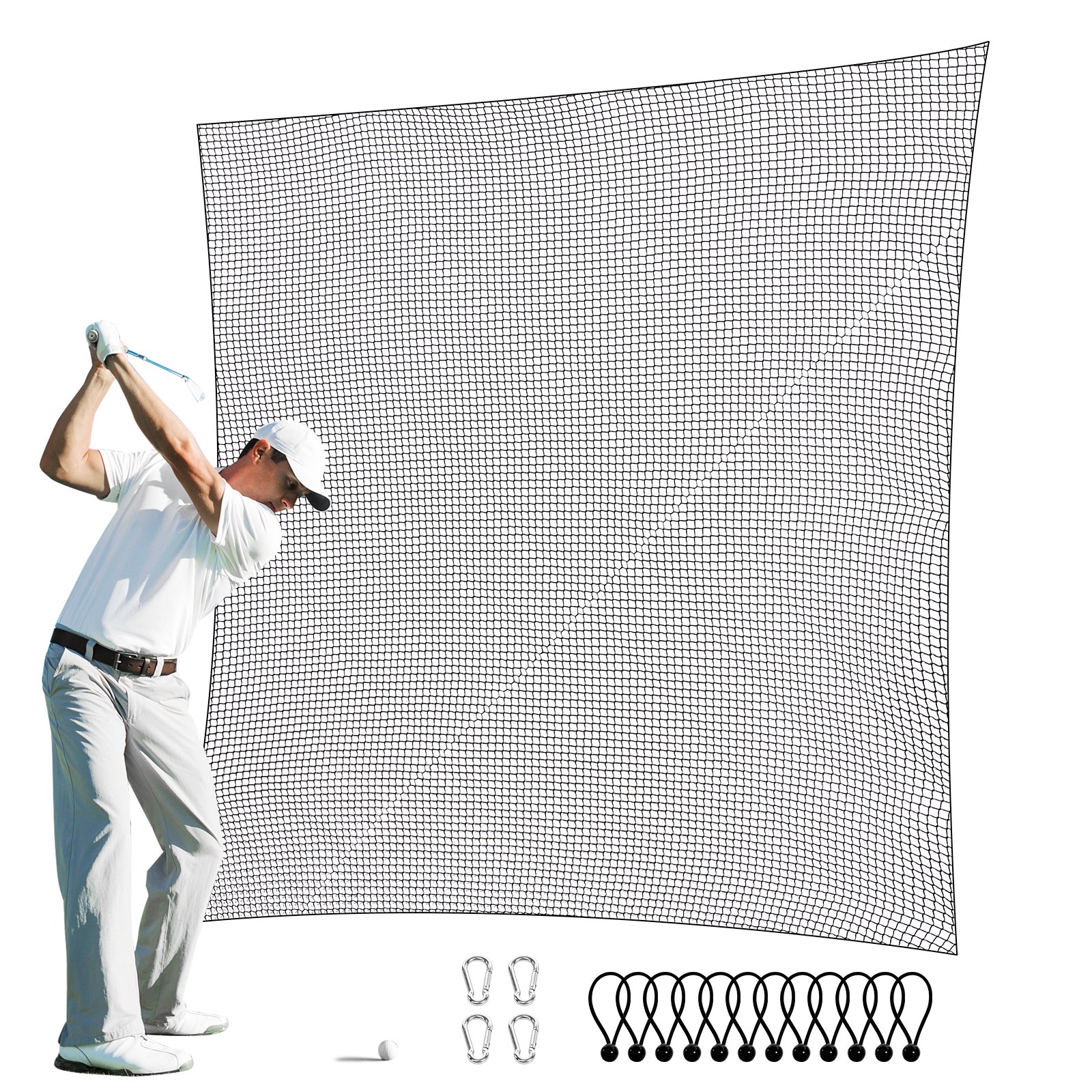 VEVOR Golf Net, 310 x 310 cm Golf Practice Net, Indoor Hitting Net for Golf, Baseball, Hockey, Football, Durable DIY Nylon Ball Net, for Backyard Driving Practice Swing (Net Only)