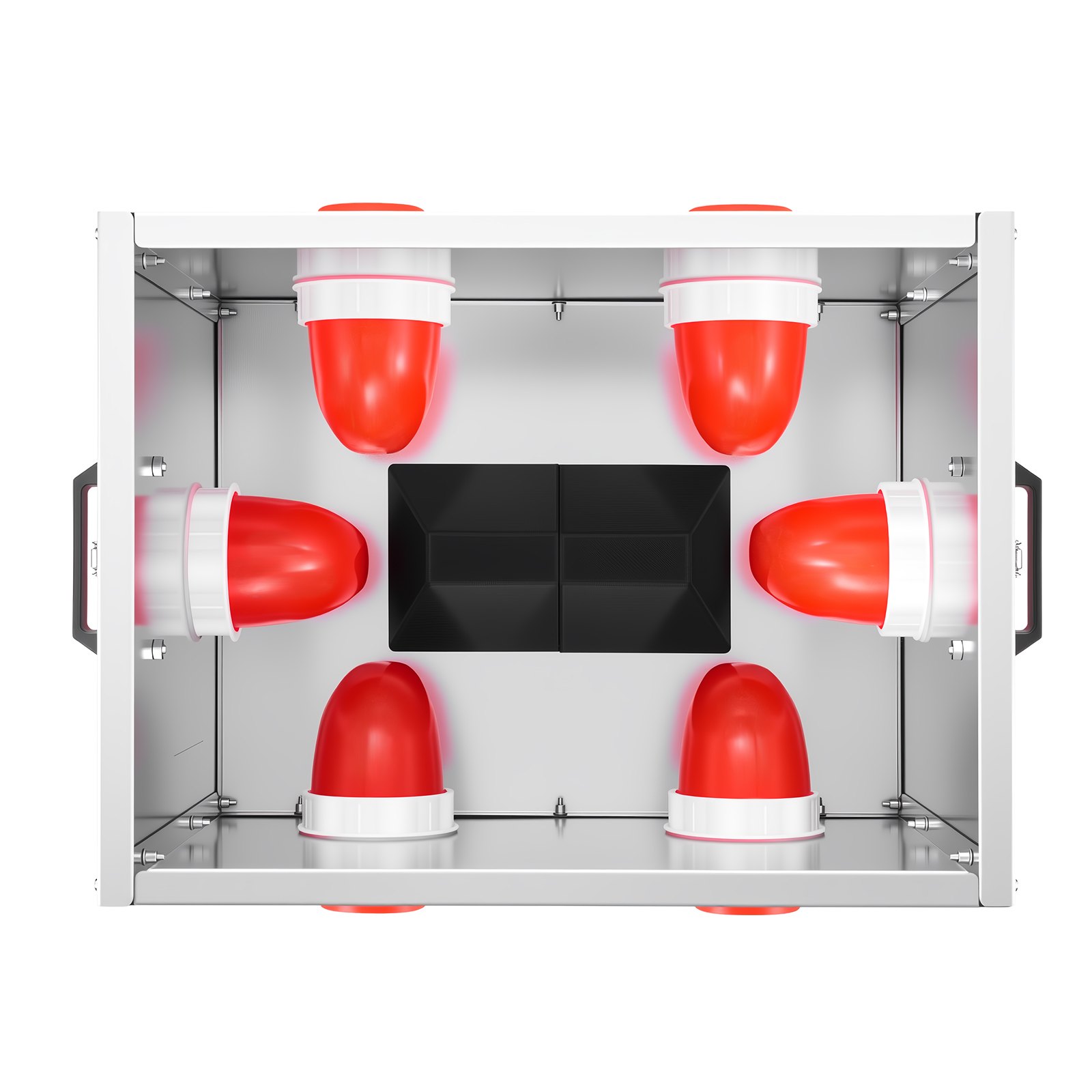 VEVOR Distributore per Pollame Galline Capacità 22,68 kg, 6 Porte di Alimentazione, Senza Sprechi Gravità Automatica, con Altezza Regolabile e Coperchio di Bloccaggio, Struttura in Metallo