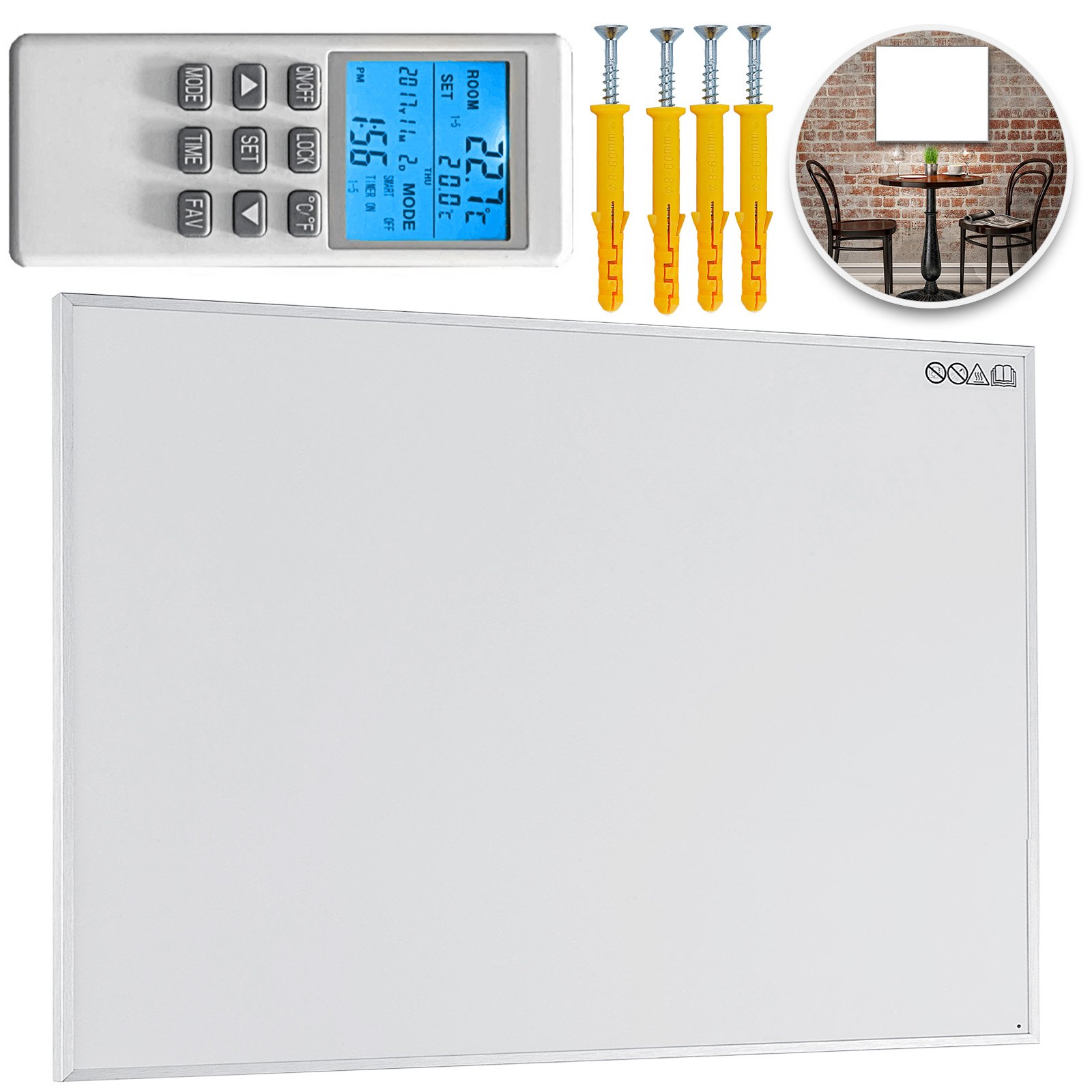 Pannello Radiante Ad Infrarossi Per Riscaldamento 1100wa Basso Consumo Alluminio