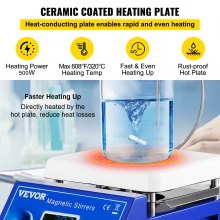 VEVOR Agitatore Magnetico Riscaldante a Piastra 2000RPM, Agitatore Magnetico con Display 5L,  Agitatore Magnetico Temperatura Massima di Riscaldamento 608°F/320°C, Mescolatore Magnetico 18x30,5x14cm