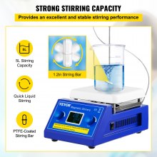 VEVOR Agitatore Magnetico Riscaldante a Piastra 2000RPM, Agitatore Magnetico con Display 5L,  Agitatore Magnetico Temperatura Massima di Riscaldamento 608°F/320°C, Mescolatore Magnetico 18x30,5x14cm
