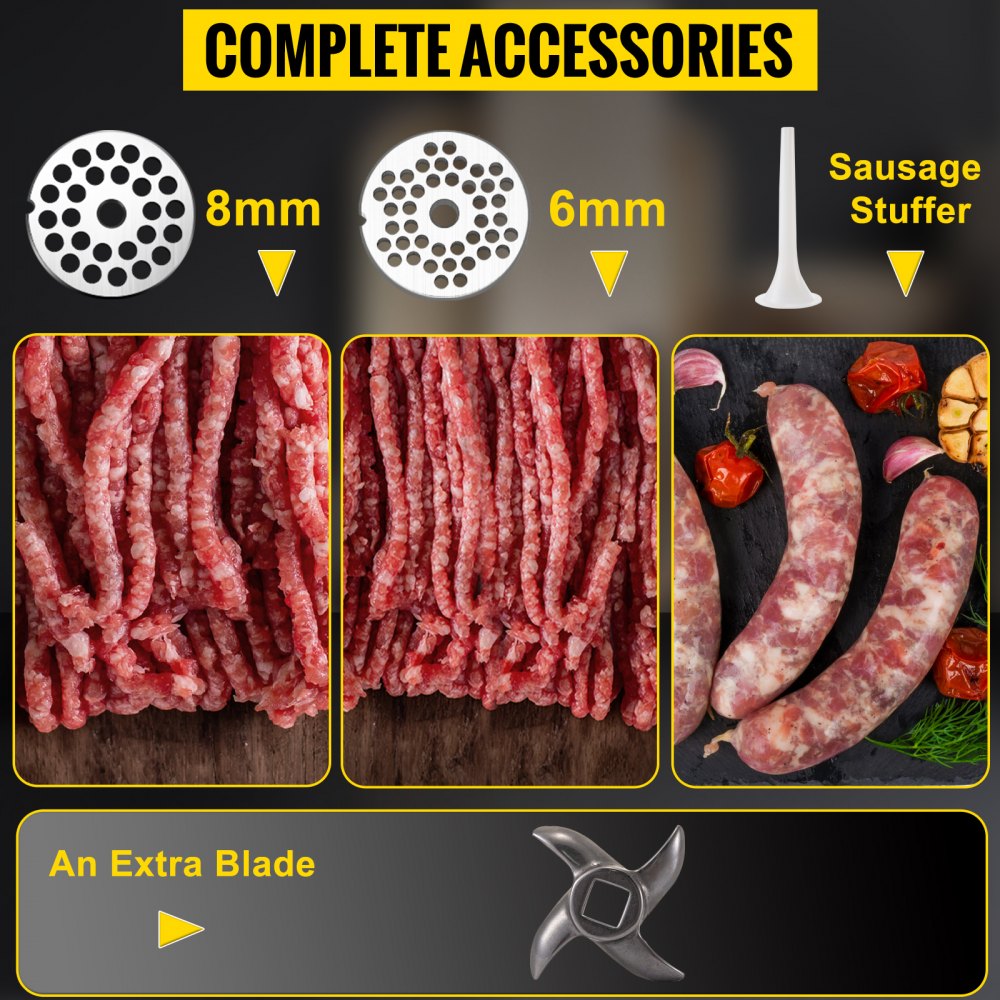 VEVOR Tritacarne Elettrico da Banco in Acciaio Inox 1100W Produzione 350kg/H Tritacarne in Acciaio Inox della Carne da Cucina Commerciale per Salsicce