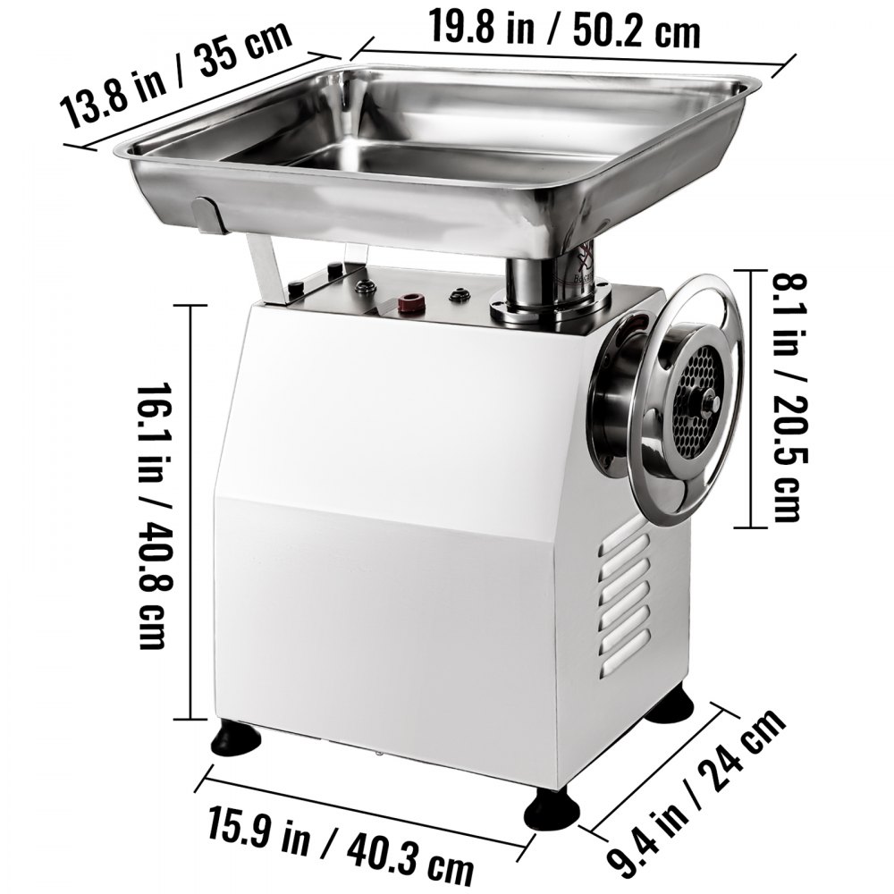 VEVOR Tritacarne Elettrico da Banco in Acciaio Inox 1100W Produzione 350kg/H Tritacarne in Acciaio Inox della Carne da Cucina Commerciale per Salsicce