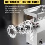 VEVOR Tritacarne Elettrico da Banco in Acciaio Inox 1100W Produzione 350kg/H Tritacarne in Acciaio Inox della Carne da Cucina Commerciale per Salsicce