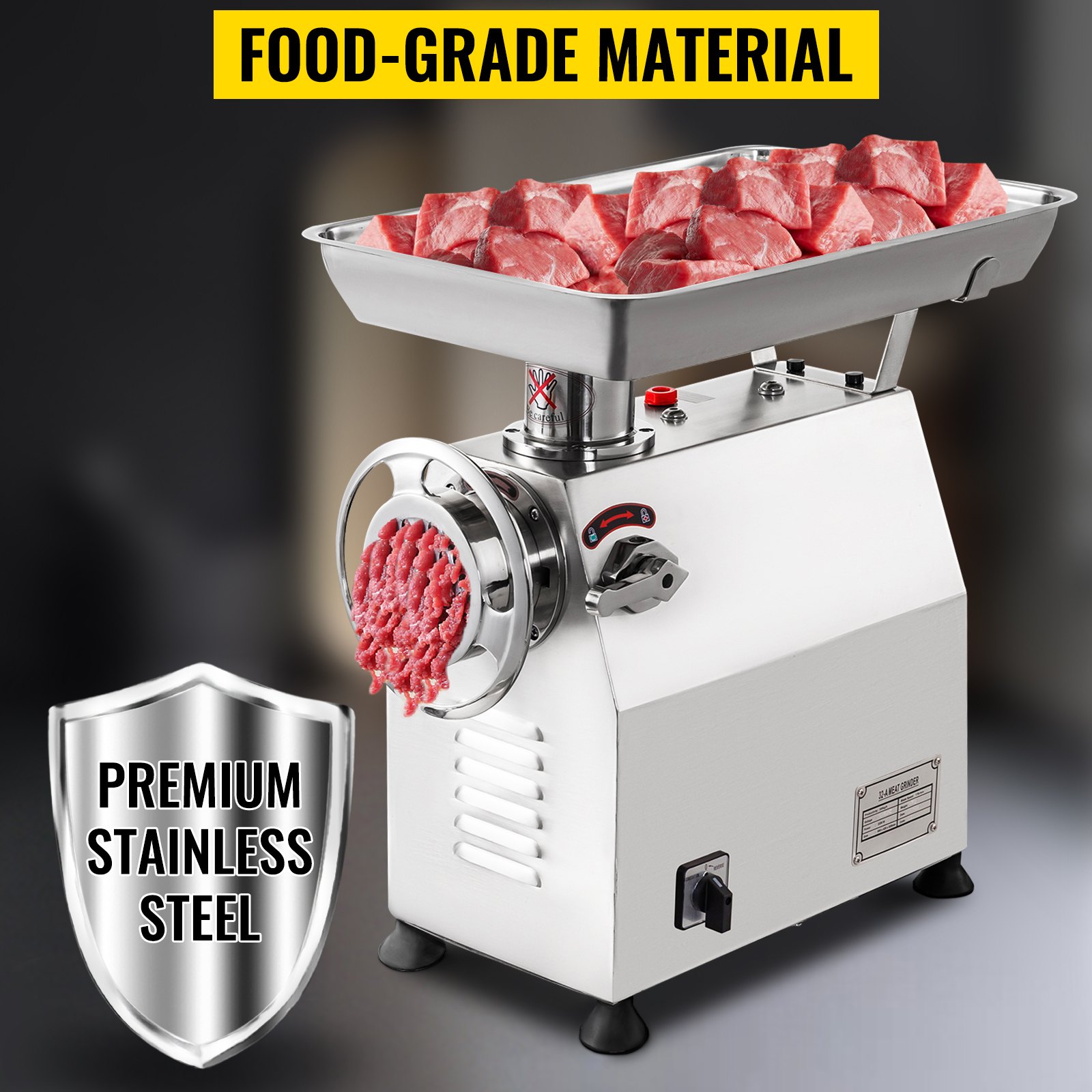 VEVOR Tritacarne Elettrico da Banco in Acciaio Inox 1100W Produzione 350kg/H Tritacarne in Acciaio Inox della Carne da Cucina Commerciale per Salsicce