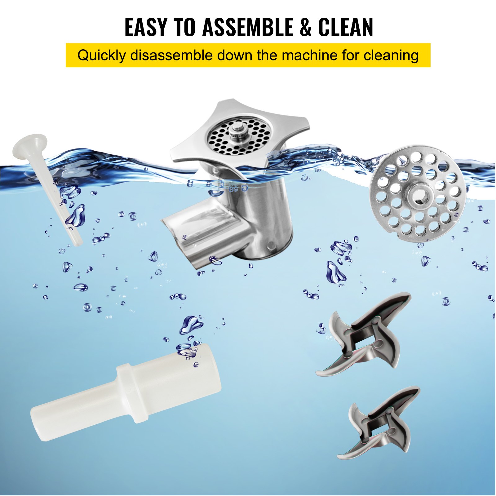 VEVOR Tritacarne Elettrico in Acciaio Inox 1100W Produzione 300 kg all'Ora da Tavolo per Salsicce Salumi Verdure Cucina commerciale Tritacarne per