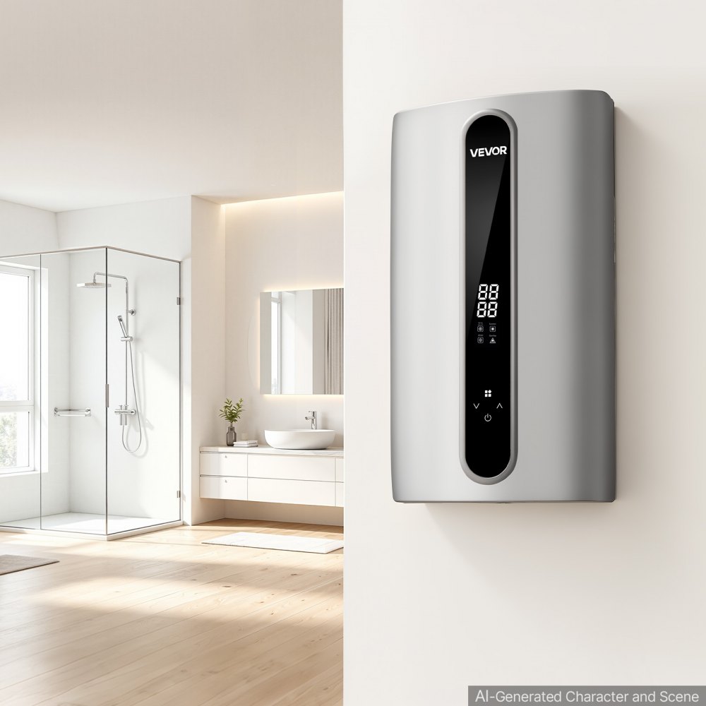 VEVOR Scaldacqua Elettrico Istantaneo 24 kW Trifase Temperatura 30-55°C, Potenza Regolabile 18/21/24 kW, Controllo Touch LED, Elemento Riscaldante in Alluminio Pressofuso, per Bagno e Uso Domestico