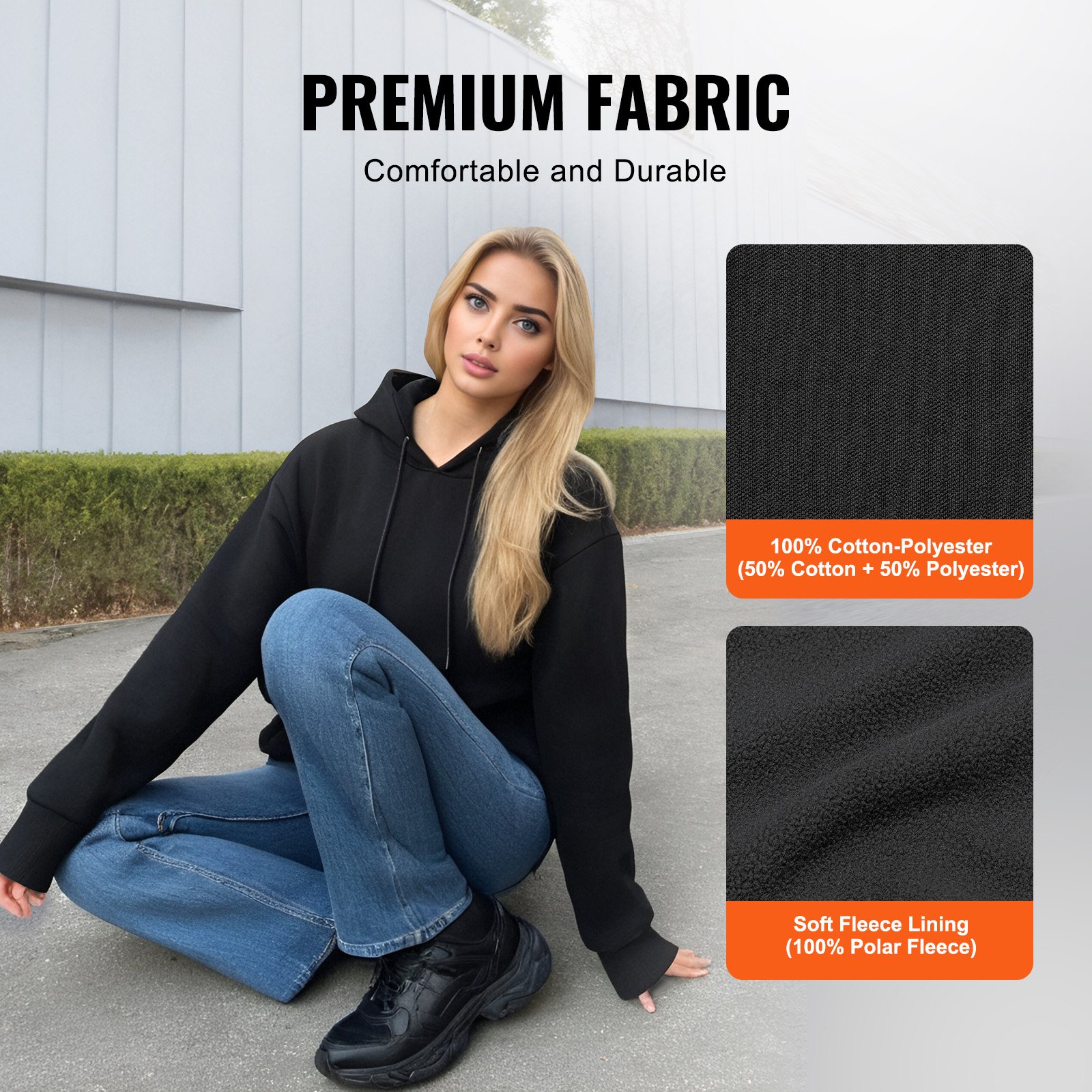 VEVOR Felpa con Cappuccio Riscaldata, Felpa Riscaldata Unisex con Batteria 7,4 V, Giacca Elettrica con 5 Zone Riscaldamento, Maglione Leggero e Caldo per l'Esterno per Pesca Campeggio, Taglia M, Nero