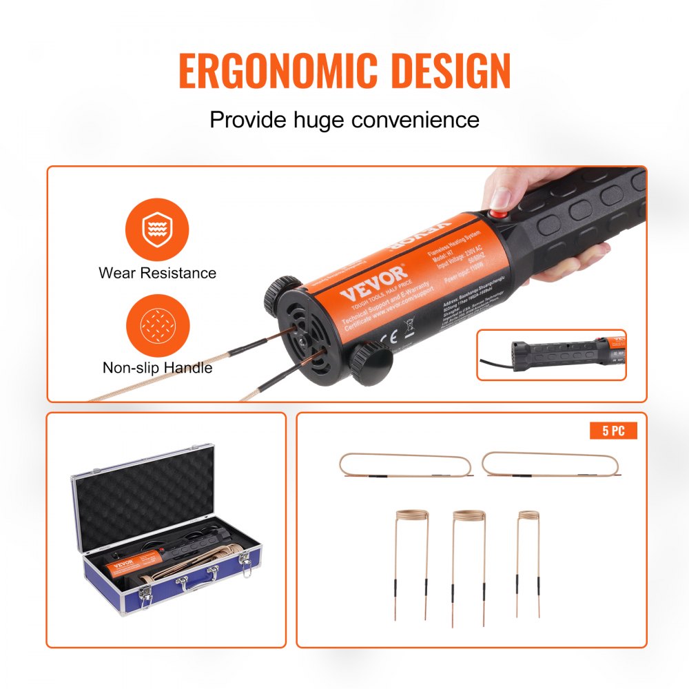 VEVOR Set Riscaldatore a Induzione Magnetica, 1000W, Riscaldatore a Induzione con 10 Bobine a Induzione, Dispositivo di Rimozione Bulloni, Riscaldatore a Induzione per Rimozione Bulloni Dadi