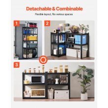 VEVOR Scaffale Portaoggetti, Scaffale Portaoggetti a 5 Livelli, Ripiani in Metallo Regolabili, Scafandro per Cucina, Magazzino, Seminterrato, Scaffalatura Nero 907 kg, 406,4 x 812,8 x 1828 mm