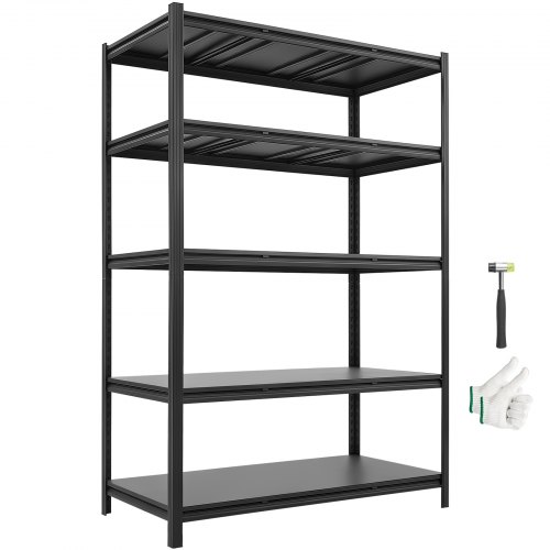 VEVOR Scaffale per Garage in Metallo 5 Ripiani Regolabili Capacità 1360,8kg, Scaffale da Stoccaggio per Carichi Pesanti, per Dispensa, Officina, Magazzino e Cantina, 123 cm L x 62,3 cm P x 181,3 cm A