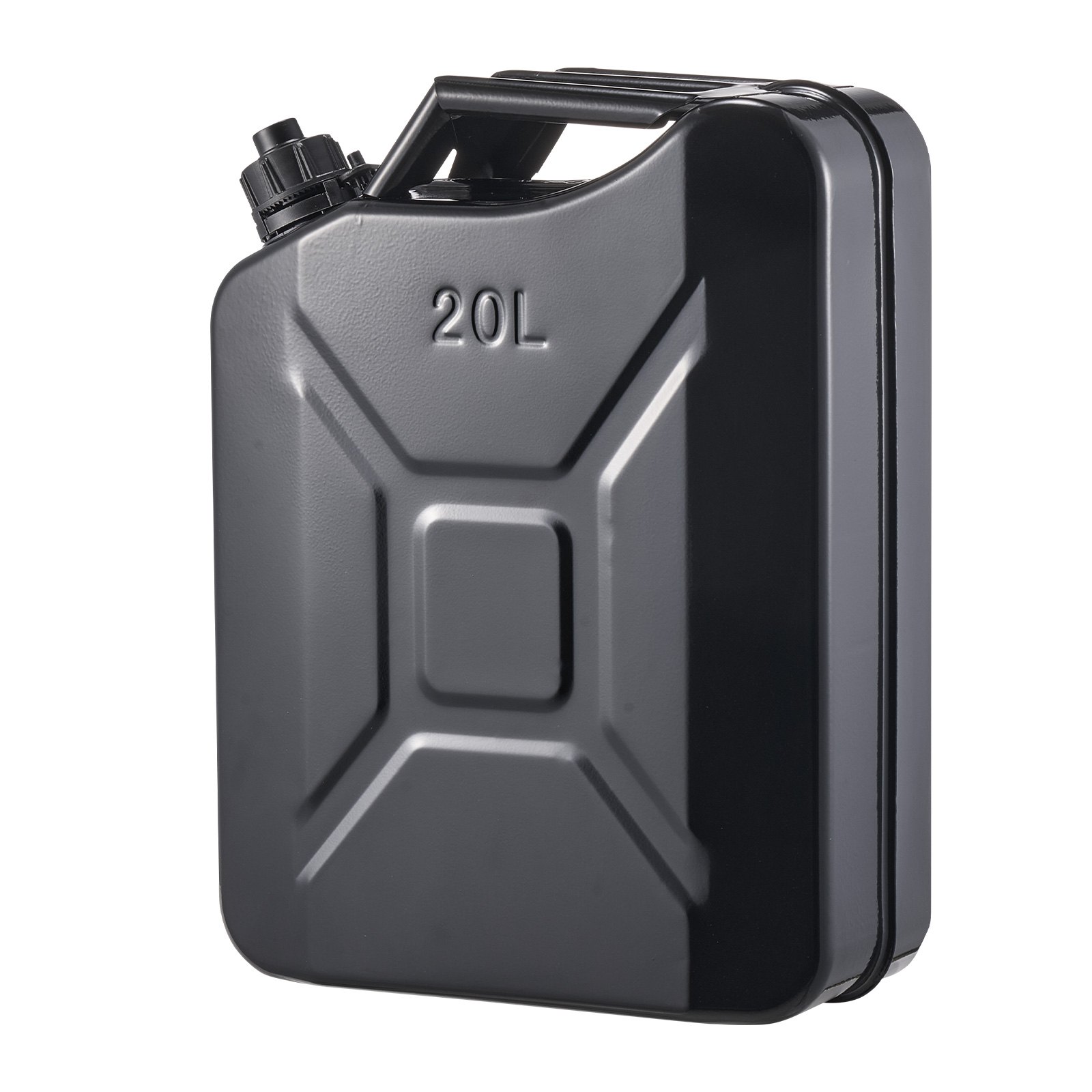 VEVOR Contenitore per Carburante in Metallo 20 Litri con Beccuccio e Maniglia, a Prova di Perdite e Resistente alla Corrosione, Adatto per la Maggior Parte di Auto, Moto, ATV e UTV, Nero