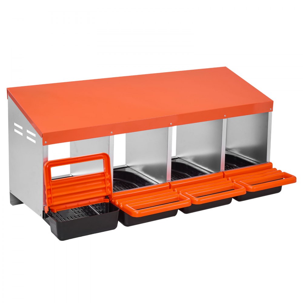 VEVOR Nido per Polli 1060 x 525 x 475 mm Nido per Galline a 4 Scomparti, Stabile Resistente alla Corrosione, con Nidi Inclinati, Fori sul Fondo e Piattaforma di Riposo, Adatto a Diverse Razze di Polli