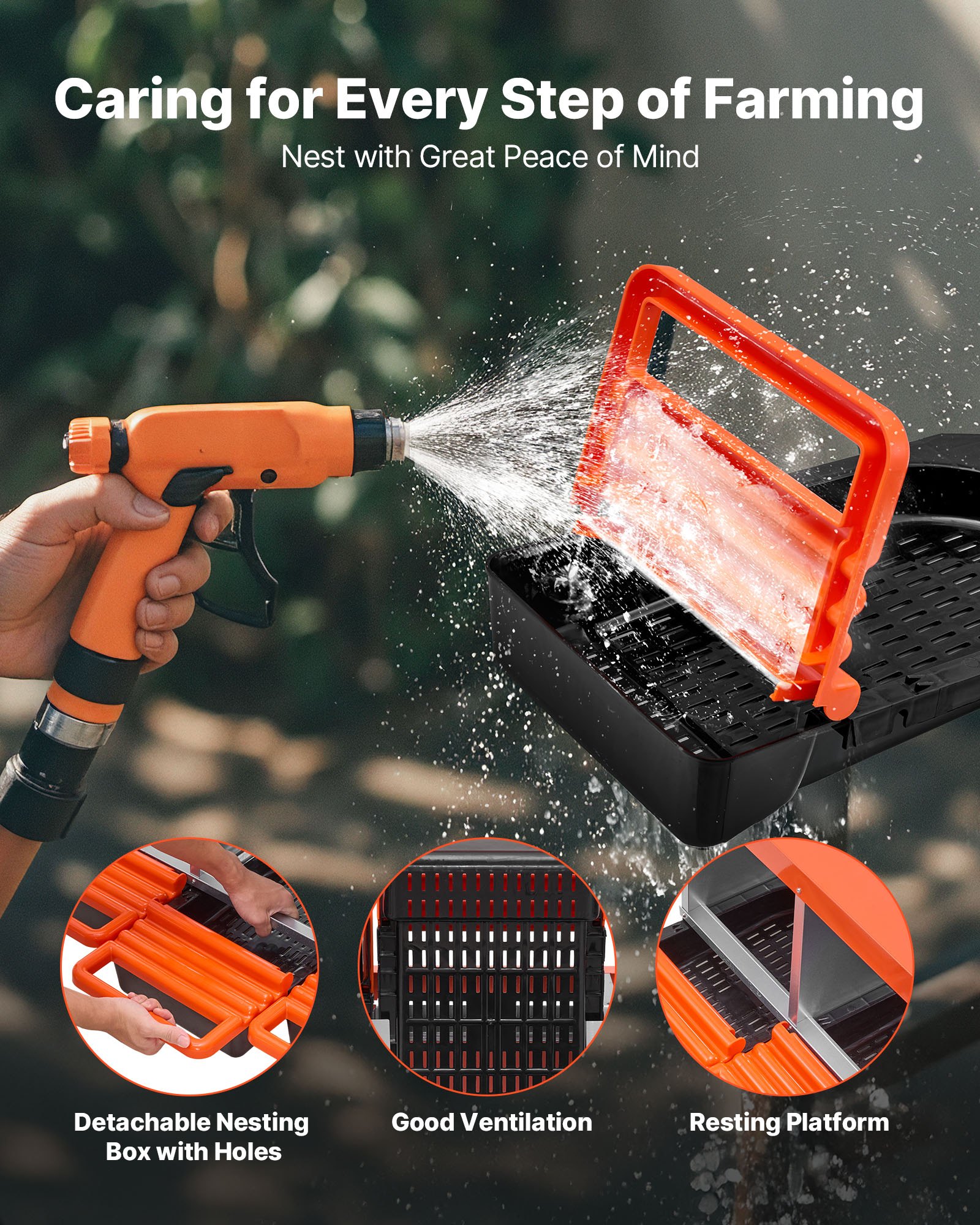 VEVOR Nido per Polli 796 x 525 x 790 mm Nido per Galline a 6 Scomparti, Stabile Resistente alla Corrosione, con Nidi Inclinati, Fori sul Fondo e Piattaforma di Riposo, Adatto a Diverse Razze di Polli