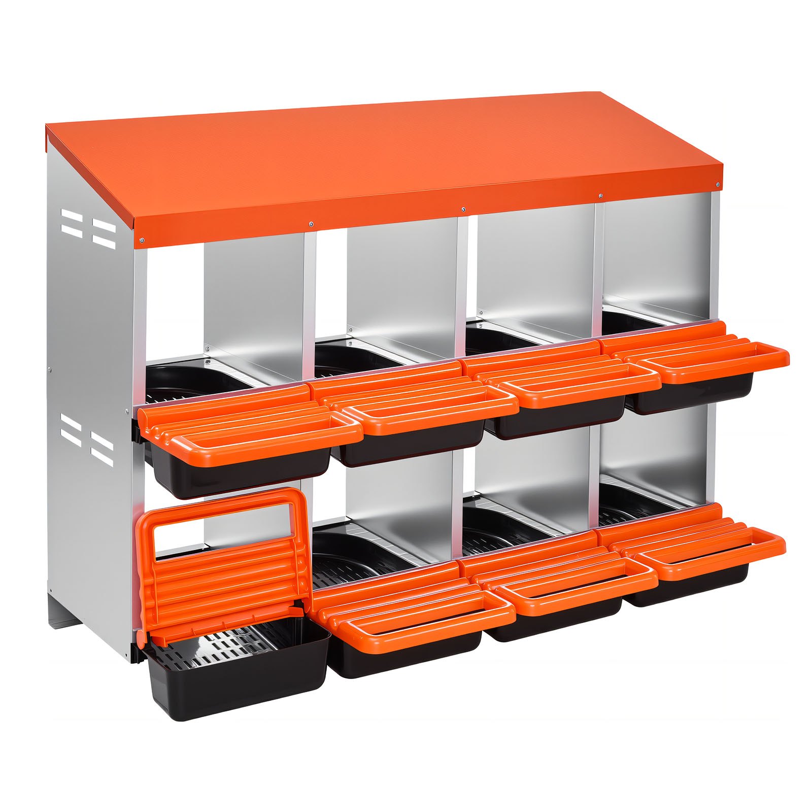 VEVOR Nido per Polli 1060 x 525 x 800 mm Nido per Galline a 8 Scomparti, Stabile Resistente alla Corrosione, con Nidi Inclinati, Fori sul Fondo e Piattaforma di Riposo, Adatto a Diverse Razze di Polli