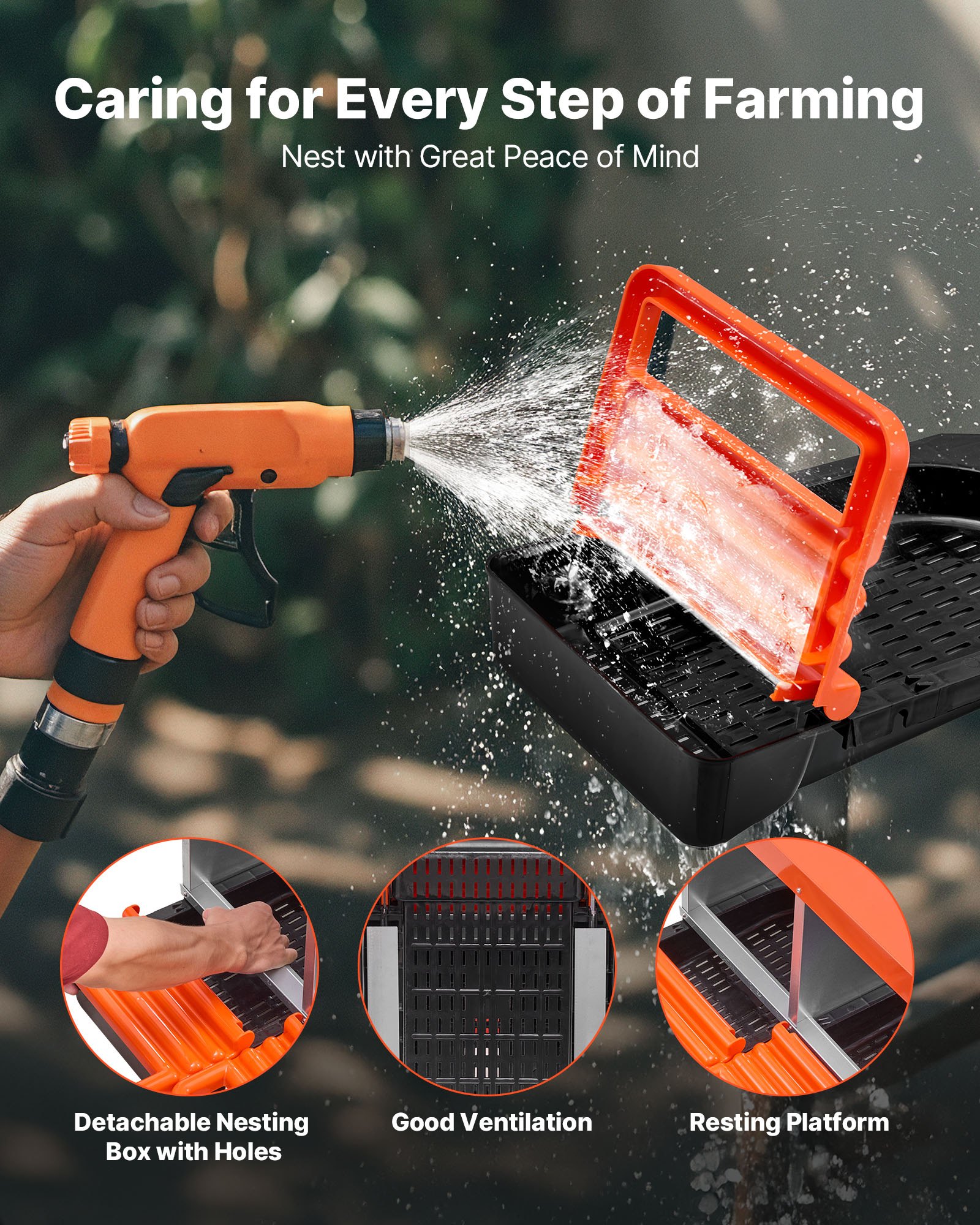 VEVOR Nido per Polli 1320 x 525 x 790 mm Nido per Galline 10 Scomparti, Stabile Resistente alla Corrosione, con Nidi Inclinati, Fori sul Fondo e Piattaforma di Riposo, Adatto a Diverse Razze di Polli