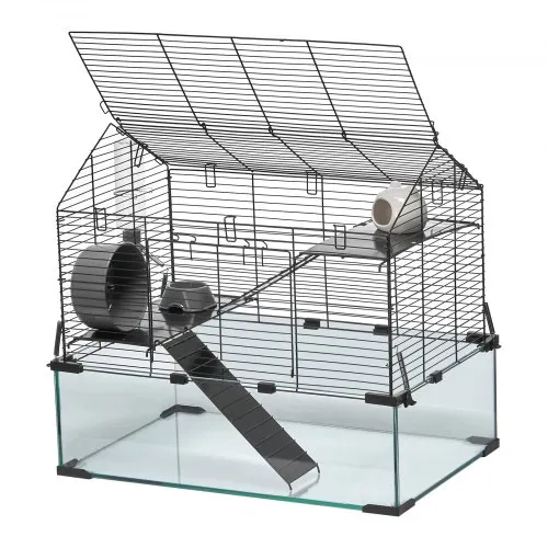 Gabbia Trasparente Per Criceti Con Tetto Apribile – Habitat Portatile, ABS, Ventilazione, Antirumore, Per Interni Ed Esterni