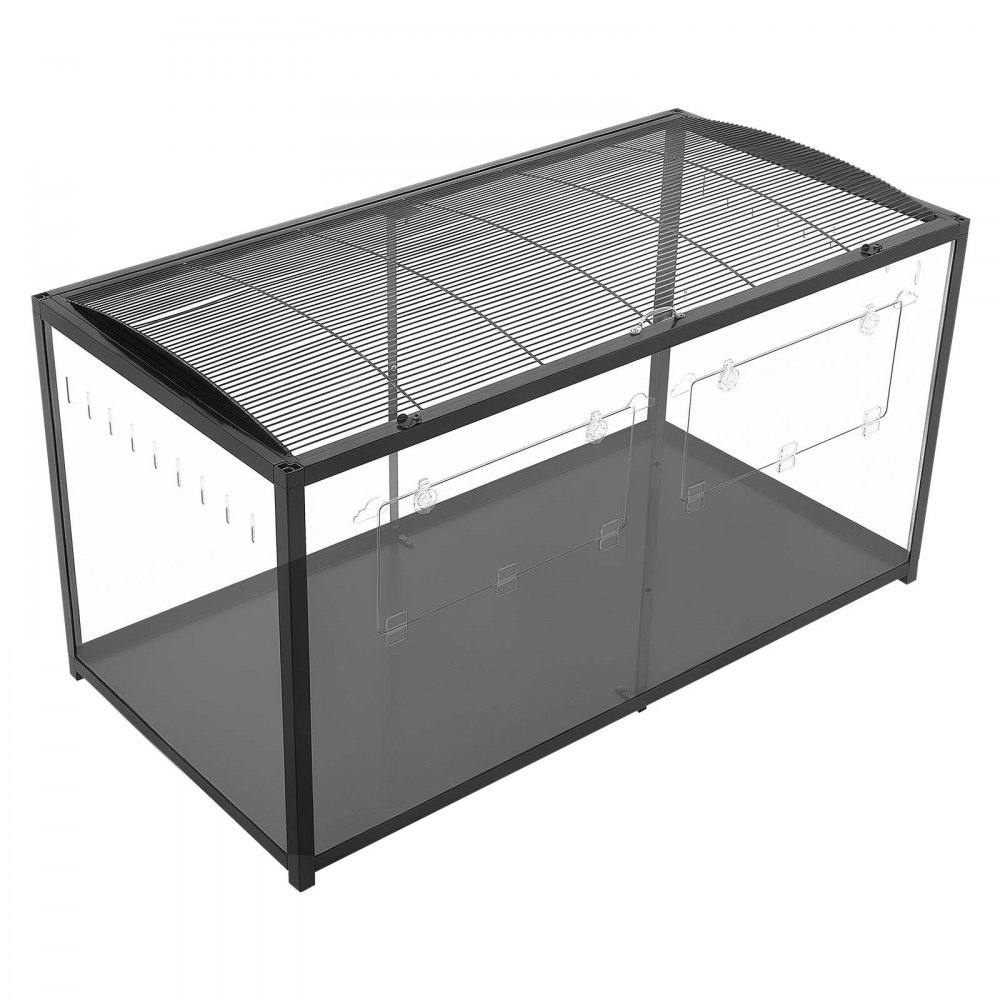 VEVOR Gabbia per Criceti Metallica 1200 x 600 x 645 mm Colore Nero 0,7 m², Habitat con Visuale a 360°, Casetta Portatile Trasparente con Accesso Alto e Porta Frontale, per Ratti Topi Ricci Serpenti